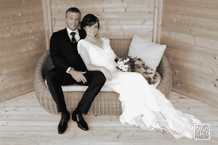 photographe mariage romantique pergola sepia charente